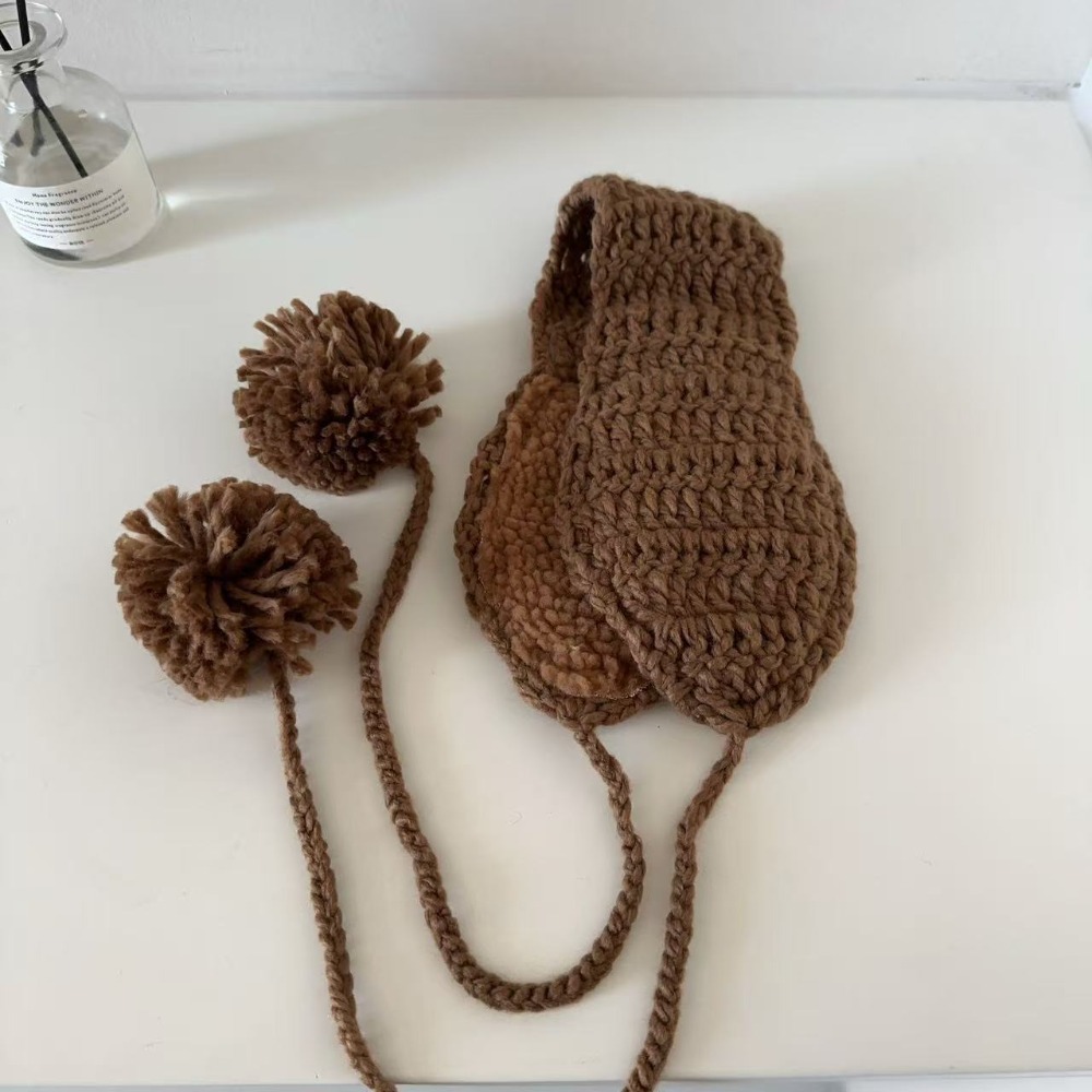 Earmuffs Foldable - ที่ปิดหูกันลมสำหรับฤดูหนาวแบบผูกเชือก ที่คาดผมพับได้สำหรับกิจกรรมกลางแจ้ง ป้องกันความหนาวเย็น ผ้าพันคอไหมพรมถักให้ความอบอุ่นสำหรับสภาพอากาศหนาวเย็น